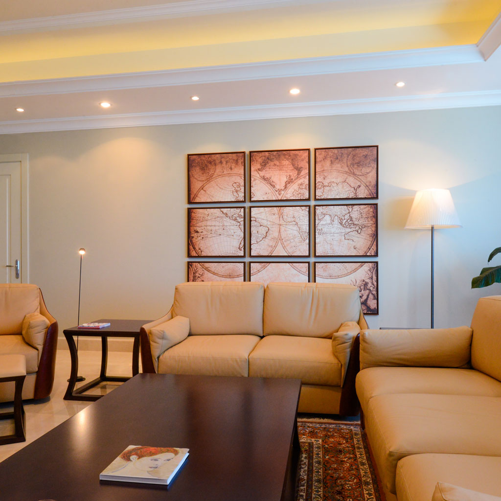 A luxe modern villa living room