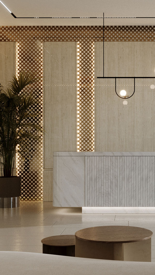 A luxury office reception interior design in Dubai A luxury office reception interior design in Dubai