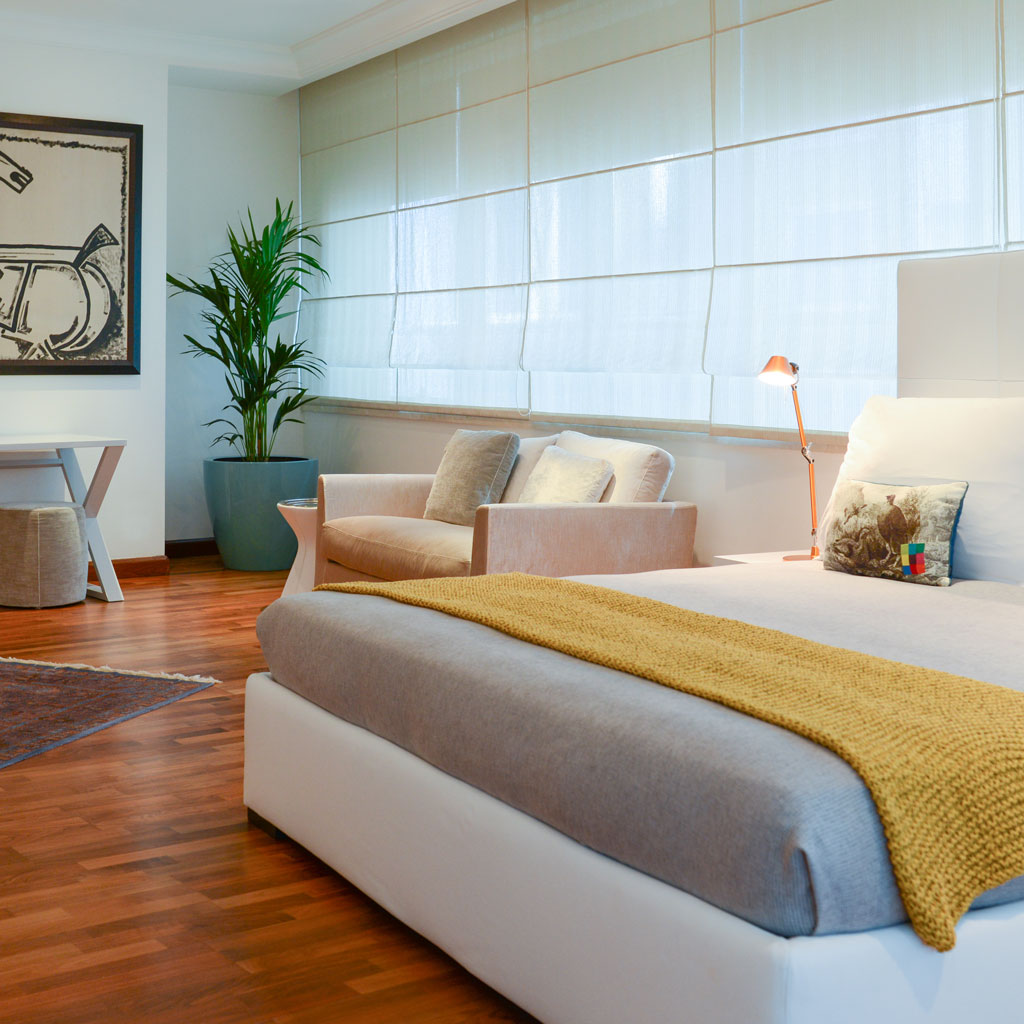 A minimalist bedroom interior