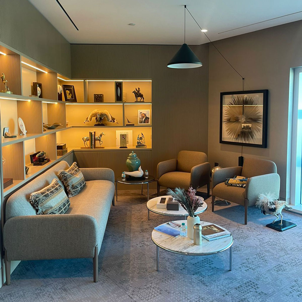 The CEO's office design seamlessly blends functionality with elegance.