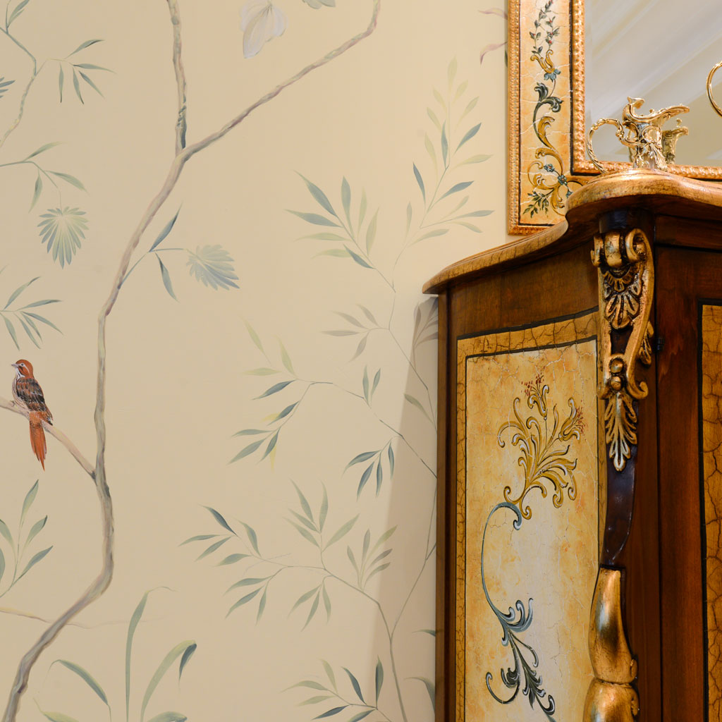 The interior furniture detail features intricate carvings and polished surfaces, adding a touch of sophistication and elegance to the living space.