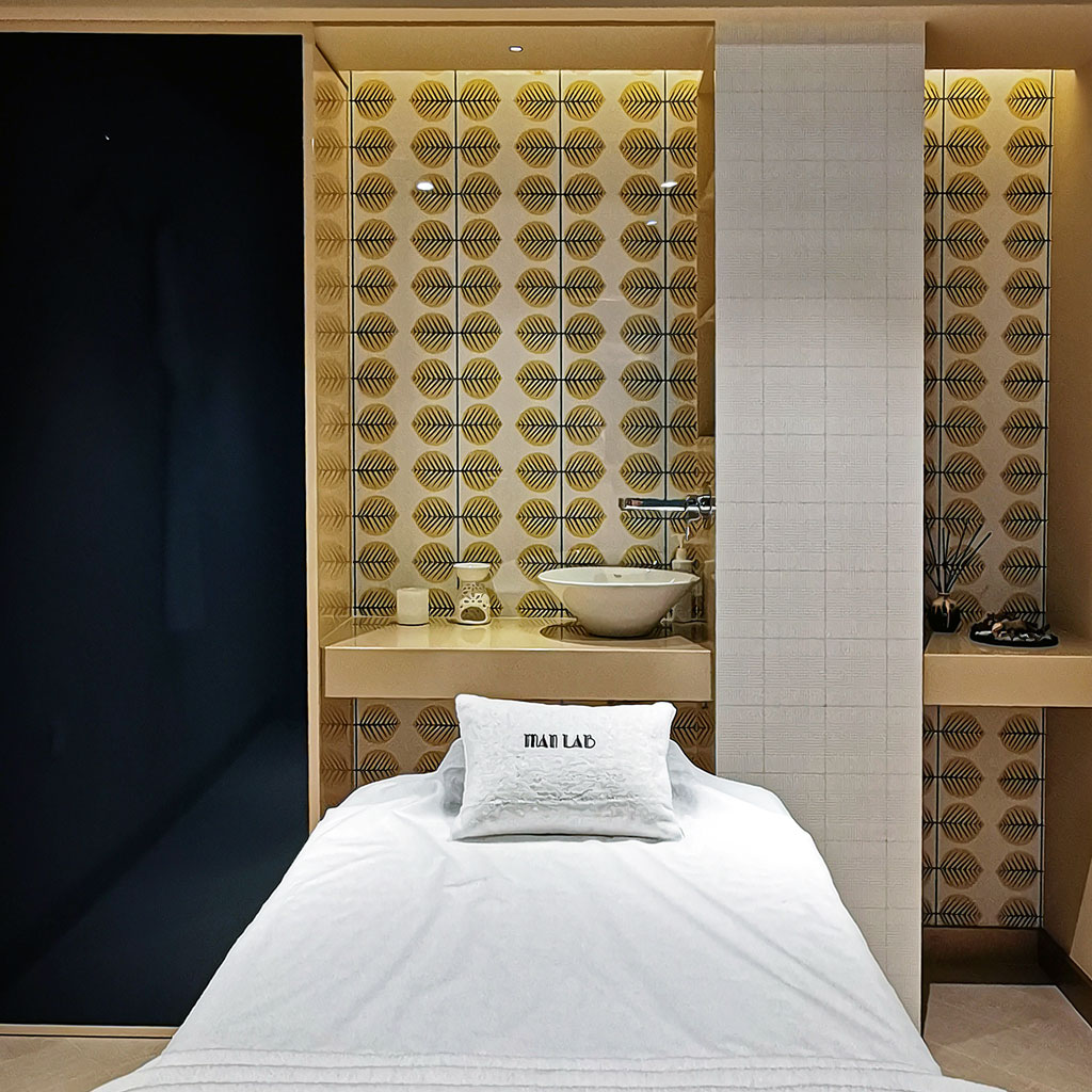 The salon's relaxing ambiance is enhanced by soothing music and aromatherapy scents.